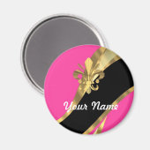 Heiß rosa und goldener Flex de lys Magnet (Vorderseite/Rückseite)