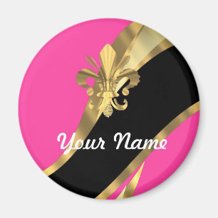 Heiß rosa und goldener Flex de lys Magnet
