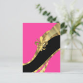 Heiß rosa und goldener Flex de lys Postkarte (Stehend Vorderseite)