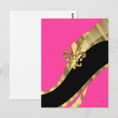 Heiß rosa und goldener Flex de lys Postkarte (Vorne/Hinten)