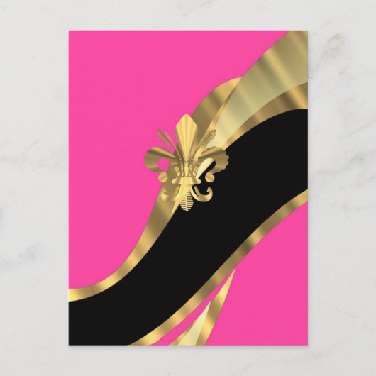 Heiß rosa und goldener Flex de lys Postkarte (Vorderseite)