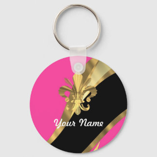 Heiß rosa und goldener Flex de lys Schlüsselanhänger