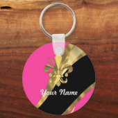 Heiß rosa und goldener Flex de lys Schlüsselanhänger (Vorderseite)