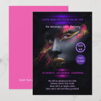 Heiß rosa und goldenes Glühen im dunklen Neon-Part