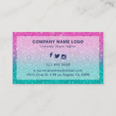 Heiß rosa und grün Glitzer ombre Visitenkarte (Rückseite)