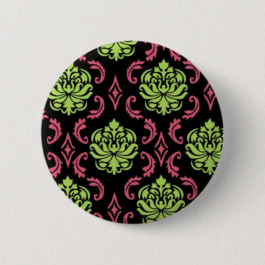 Heiß rosa und grüne Damaskus Button (Vorderseite)