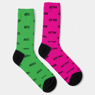 Heiß Rosa und Grüne Einfarbig Namen Socken