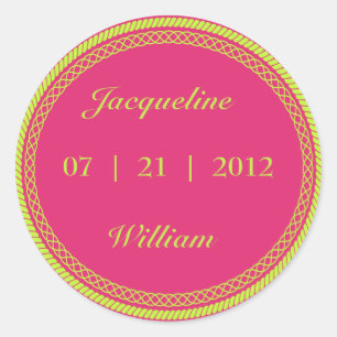 Heiß rosa und Limone Leuchtstoffröhren / Neonetike Runder Aufkleber