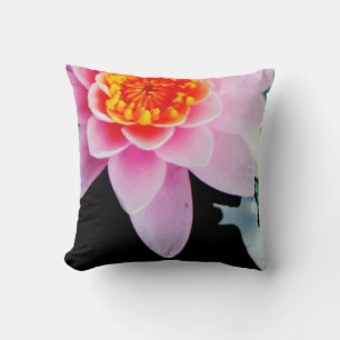 Heiß rosa und orangefarbene Lotus-Seerose-Blume Kissen