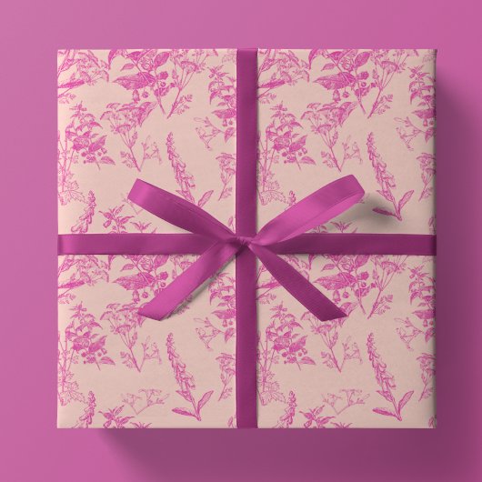 Heiß rosa und pastellfarben Helle Wildblume Geschenkpapier Set