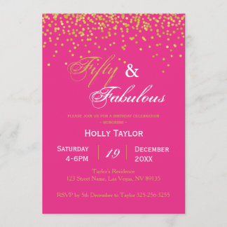 Heiß rosa und schwarz - 50. Geburtstagseinladung Einladung