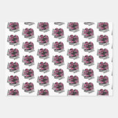 Heiß rosa und schwarz Glitzer Sneaker Ball Geburts Geschenkpapier Set (Vorderseite)
