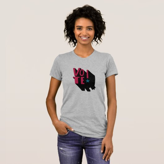 Heiß rosa und schwarz STIMME! Grauer T - Shirt (Vorne ganz)