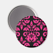 Heiß rosa und schwarz Vintage viktorianische Damas Magnet (Vorderseite/Rückseite)