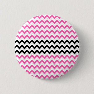Heiß rosa und schwarz Zickzack von Shirley Taylor Button