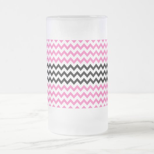 Heiß rosa und schwarz Zickzack von Shirley Taylor Mattglas Bierglas (Mittel)