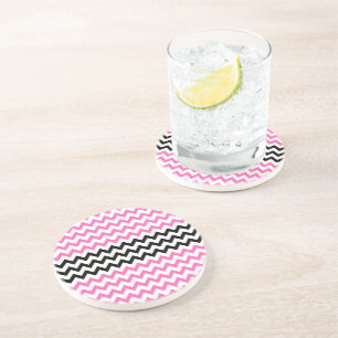 Heiß rosa und schwarz Zickzack von Shirley Taylor Sandstein Untersetzer