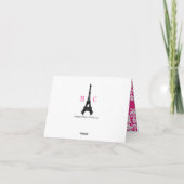 HEIß ROSA UND SCHWARZER DAMAST EIFFELTURM DANKE (Rückseite)