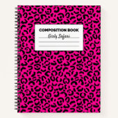 Heiß rosa und schwarzer Leopard Notizblock (Vorderseite)