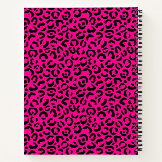 Heiß rosa und schwarzer Leopard Notizblock (Rückseite)