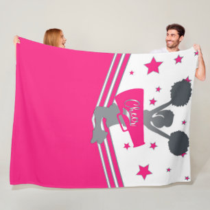 Heiß Rosa und Silber Sterne Cheer Cheer-leading Mä Fleecedecke
