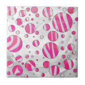 Heiß Rosa und Weiße Zebra Punkte Fliese (Vorderseite)