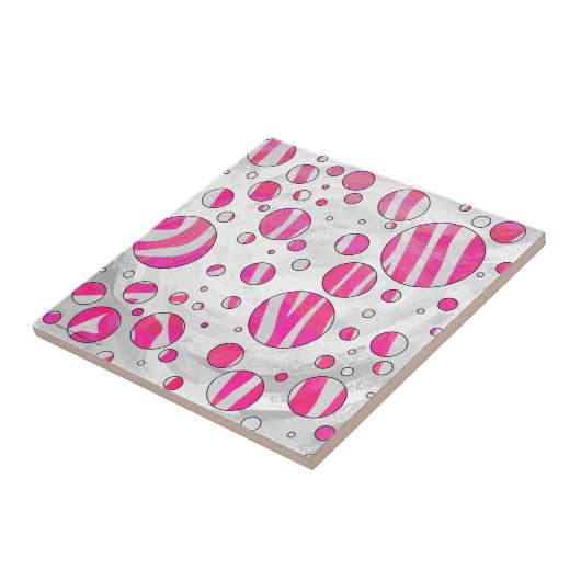 Heiß Rosa und Weiße Zebra Punkte Fliese (Seite)