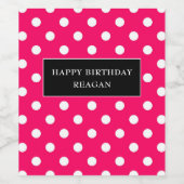 Heiß rosa und weißer Polka-Punkt mit schwarz Weinetikett (Einzelnes Label)