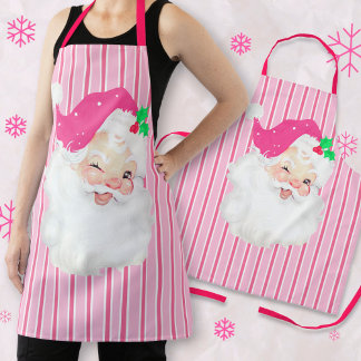 Heiß rosa Vintag Santa Wink Retro Weihnachten Schü Schürze