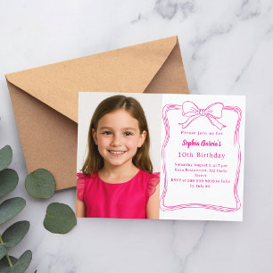 Heiß rosa, von Hand gezeichnet Bugs Foto Geburtsta Einladungspostkarte