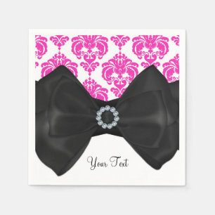 Heiß Rosa & Weiß Damast Glamour Schleife Sweet 16 Serviette