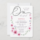 Heiß rosa Wildblumen Wreath Ein-Derful Girl Party Einladung (Vorderseite)