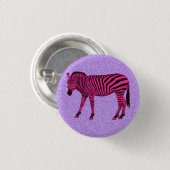 Heiß rosa Zebra auf Lila Glitzern Button (Vorne & Hinten)