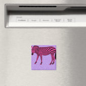 Heiß rosa Zebra auf Lila Glitzern Magnet (In Situ (Geschirrspüler))