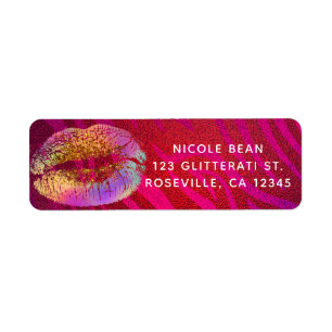 Heiß Rosa Zebra Regenbogen Gold Glitter Lippen Par