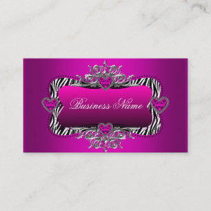 Heiß Rosa Zebra Silber Diamant Herzen Elegant Visitenkarte