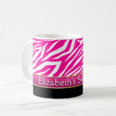 Heiß rosa Zebradruckglasur 16 . Geburtstag Geburts Kaffeetasse (Vorderseite Links)