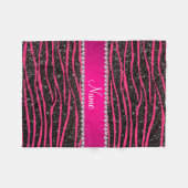 Heiß rosa Zebrastreifen schwarzer Glitzer rosa Str Fleecedecke (Vorderseite (Horizontal))