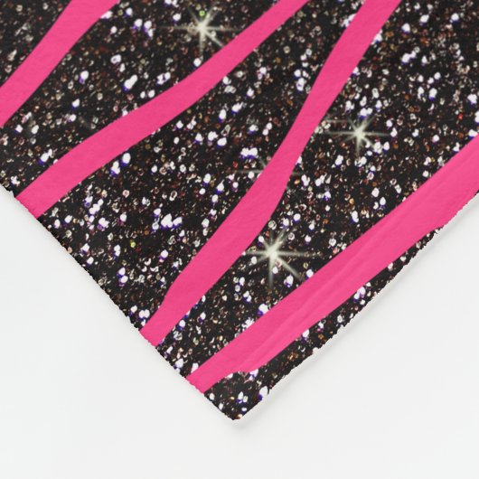 Heiß rosa Zebrastreifen schwarzer Glitzer rosa Str Fleecedecke (Ecke)