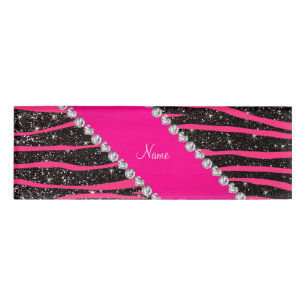 Heiß rosa Zebrastreifen schwarzer Glitzer rosa Str Namenschild