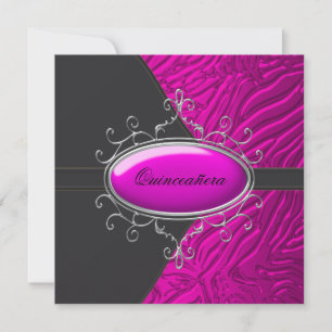 Heiß rosa Zebro Quinceanera Einladung