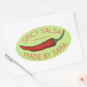 Heiß roter Chile Pfeffer scharfe hausgemachte Sals Ovaler Aufkleber (Umschlag)