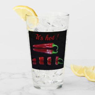 Heiß roter Chili mit anpassbarem Text Glas