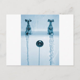 Heiß- und Kaltwasser, Badzeit, Running-Wasserhahn Postkarte