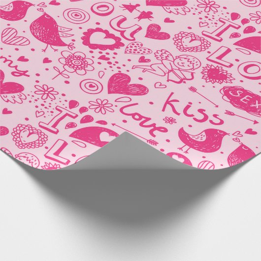 Heiß und weich rosa Muster Romantisches Wrapping P Geschenkpapier (Ecke)