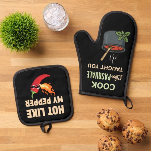 Heiß wie mein Pfeffer Oven Mitt & Pot Holder Set (Oben Unten)
