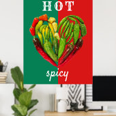 Heiß würziger, roter Chili Paprikaschoten Herz Poster (Heimbüro)