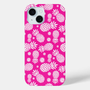 Heiße Ananas und Muster der Blume iPhone 15 Hülle