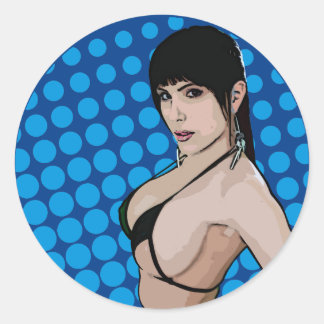 Heiße Cartoon-Bikinibabe Runder Aufkleber