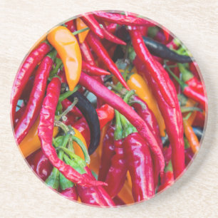 Heiße Chili Paprika auf dem Bauernmarkt in Madison Sandstein Untersetzer